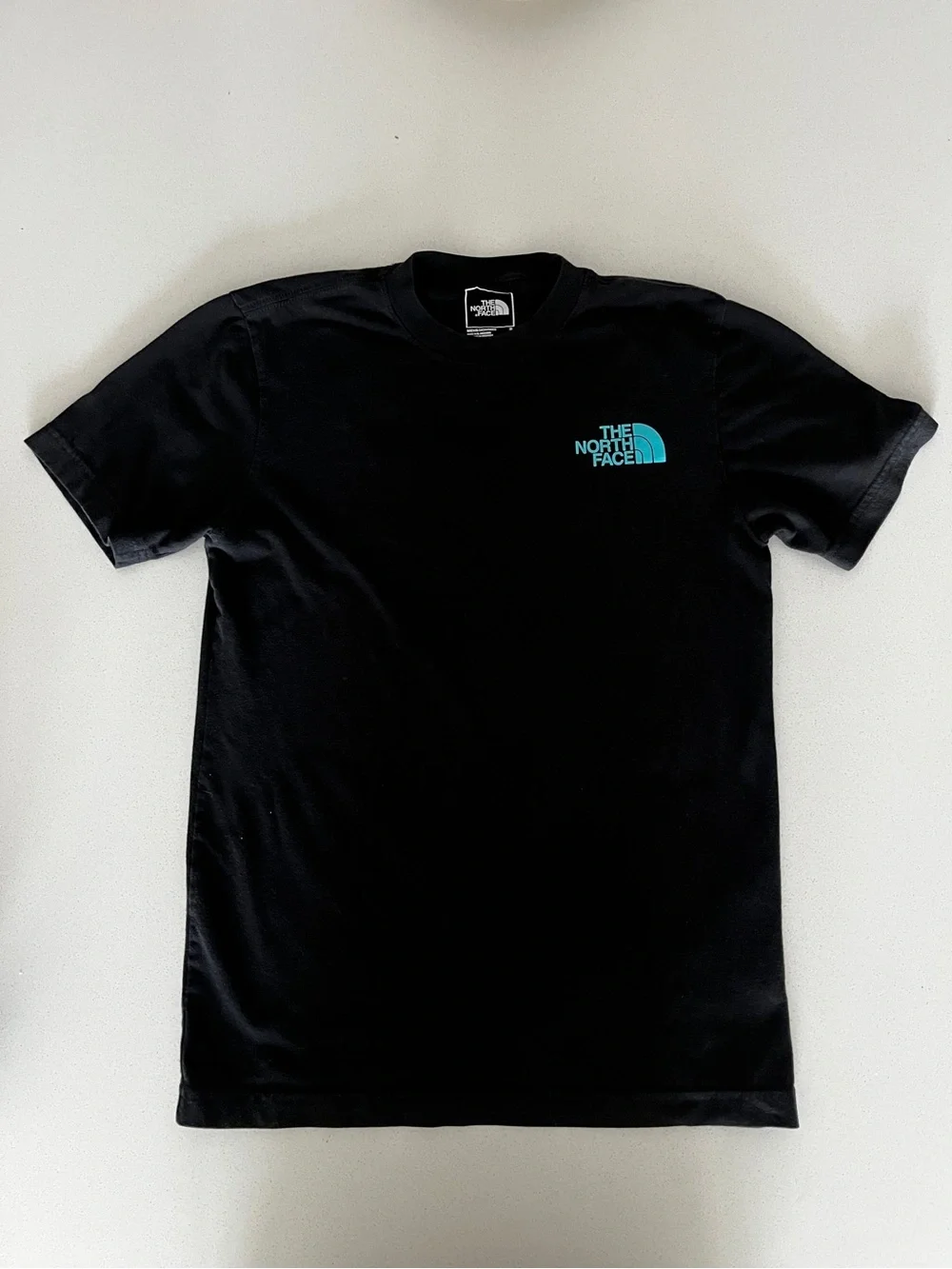 The North Face Black Tee with Teal Graphic 'Walls Are Meant For Climbing'